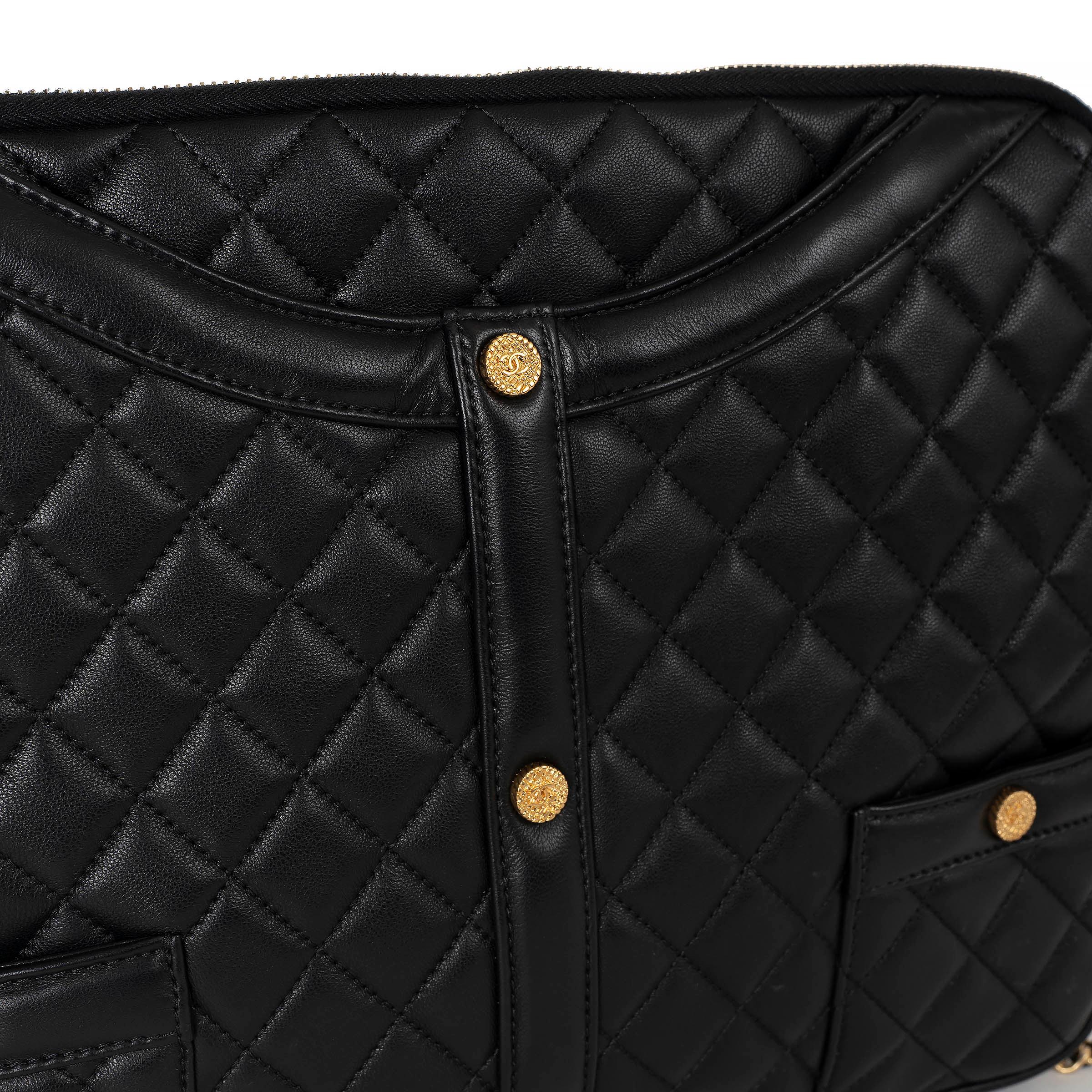 CHANEL noir cuir matelassé 16K GIRL CHANEL SMALL Pochette Sac à bandoulière en vente 2