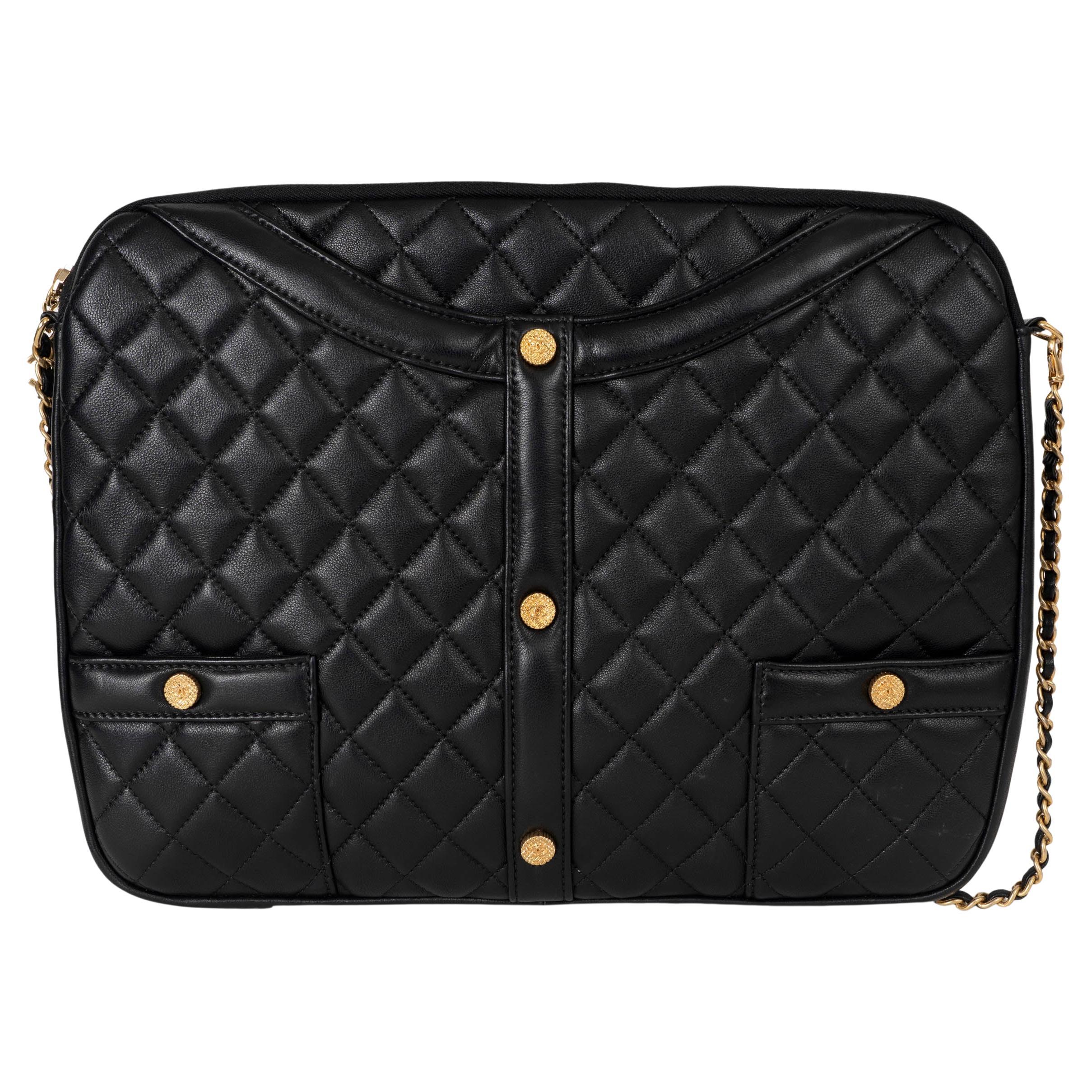 CHANEL noir cuir matelassé 16K GIRL CHANEL SMALL Pochette Sac à bandoulière