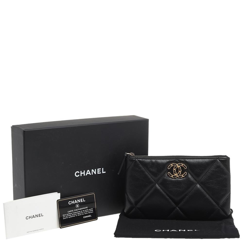 Chanel Black Quilted Leather 19 Pouch 6