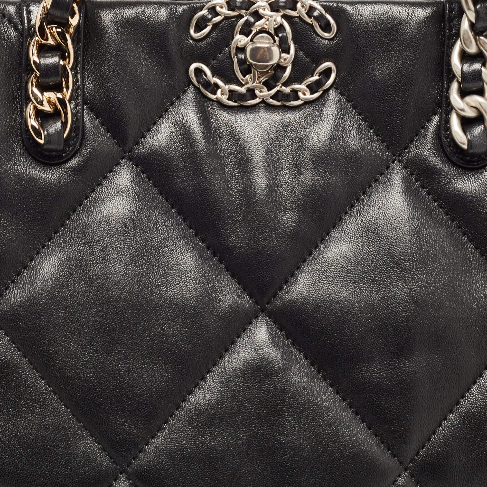 Chanel Black Quilted Leather 19 Shopper Tote 3