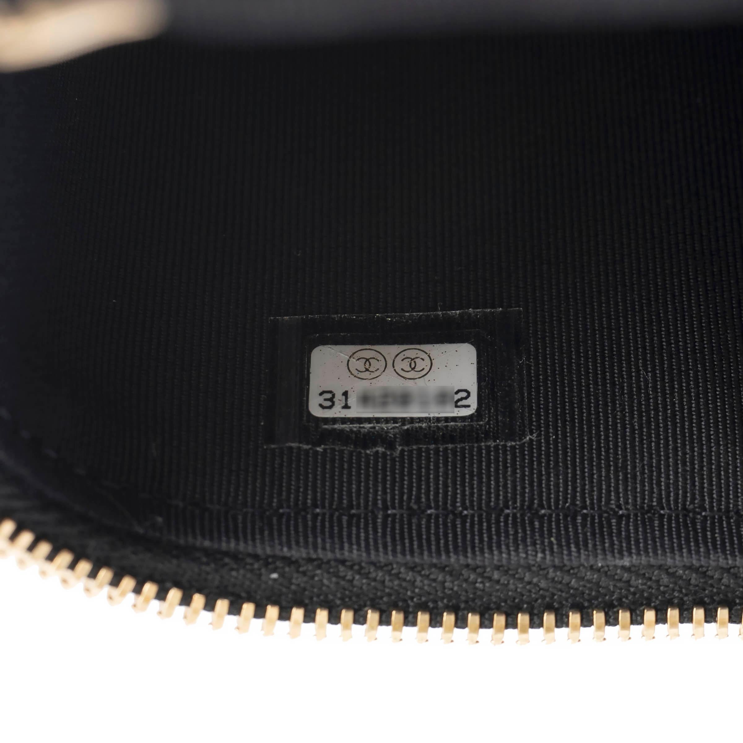 CHANEL black quilted leather 2021 21S PEARL MINI VANITY Bag w CHAIN For Sale 3