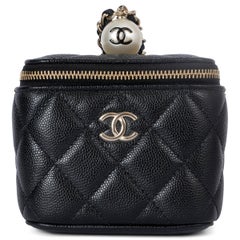 Chanel in pelle nera trapuntata 2021S PEARL MINI VANITY Borsa con CATENA