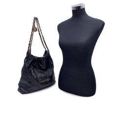 Chanel Black Quilted Leather 22 Shoulder Bucket Bag