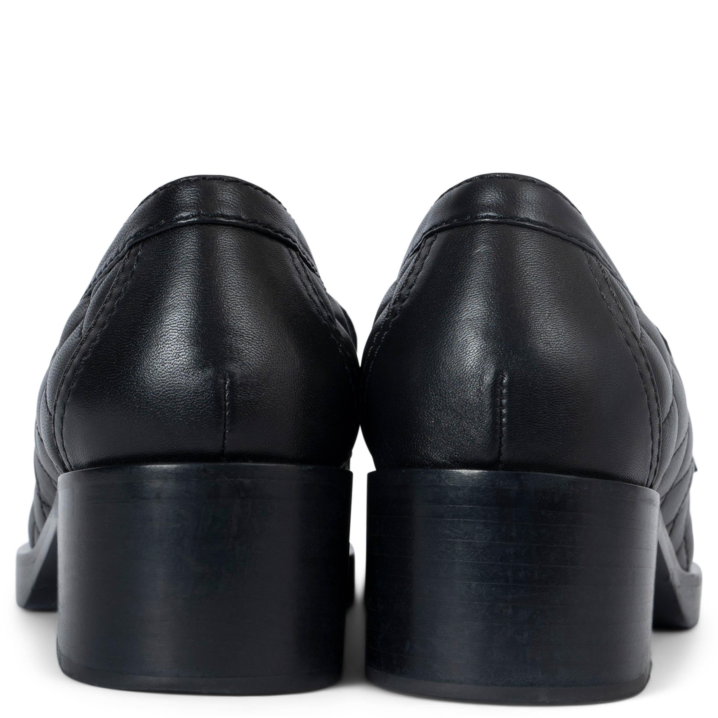 Women's CHANEL black quilted leather 23C MONTE CARLOHEART Loafers Shoes 39 For Sale