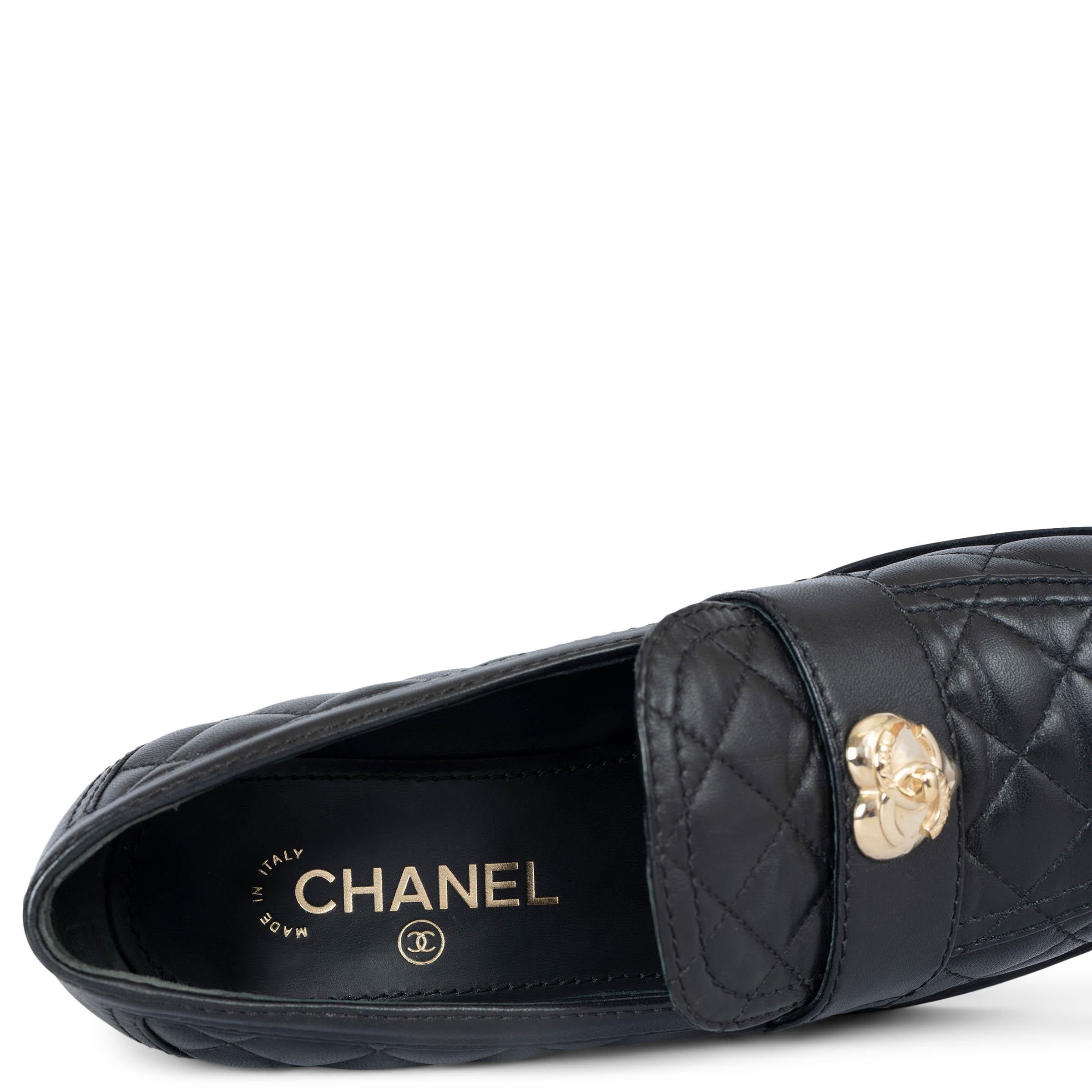 CHANEL black quilted leather 23C MONTE CARLOHEART Loafers Shoes 39 For Sale 3