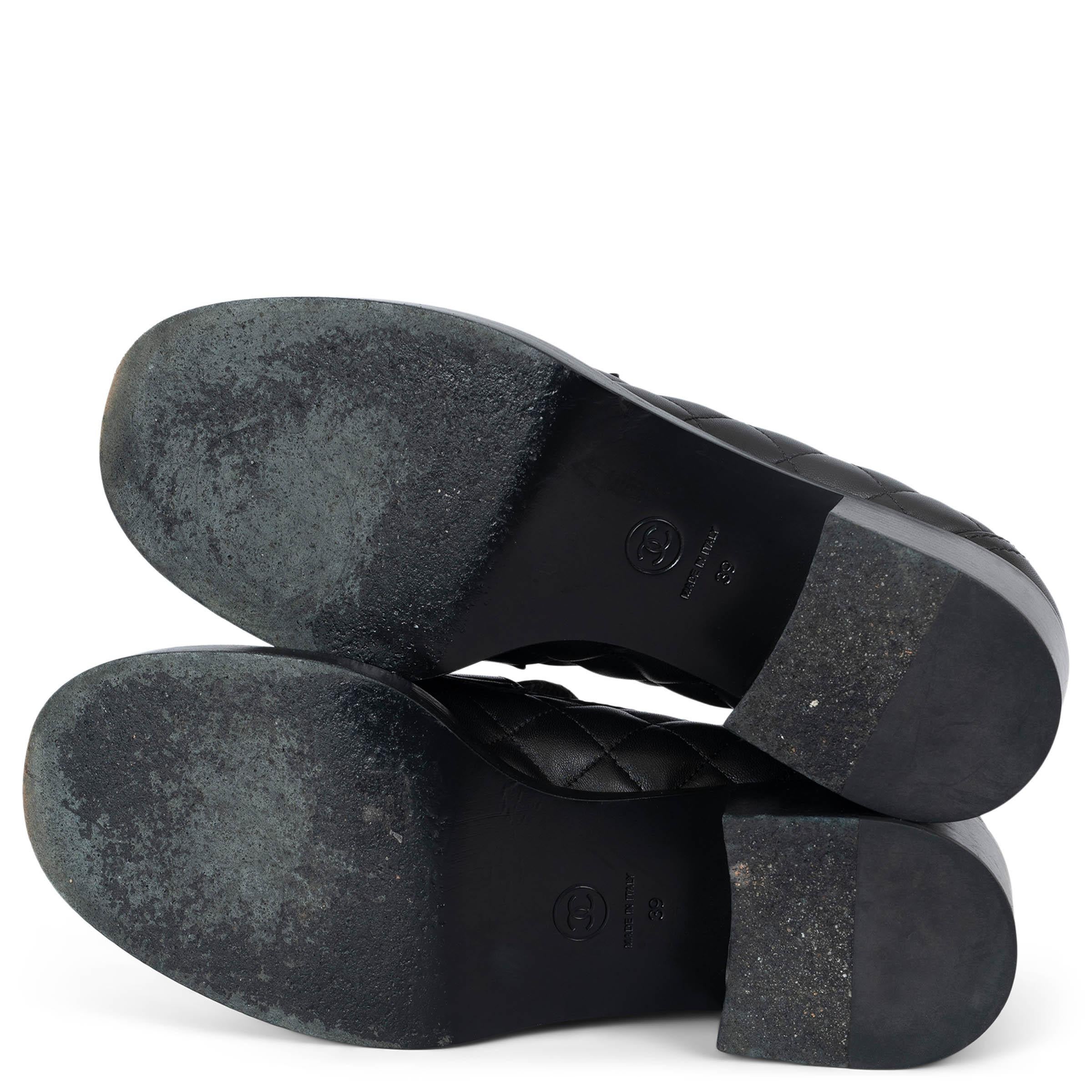 CHANEL black quilted leather 23C MONTE CARLOHEART Loafers Shoes 39 For Sale 4