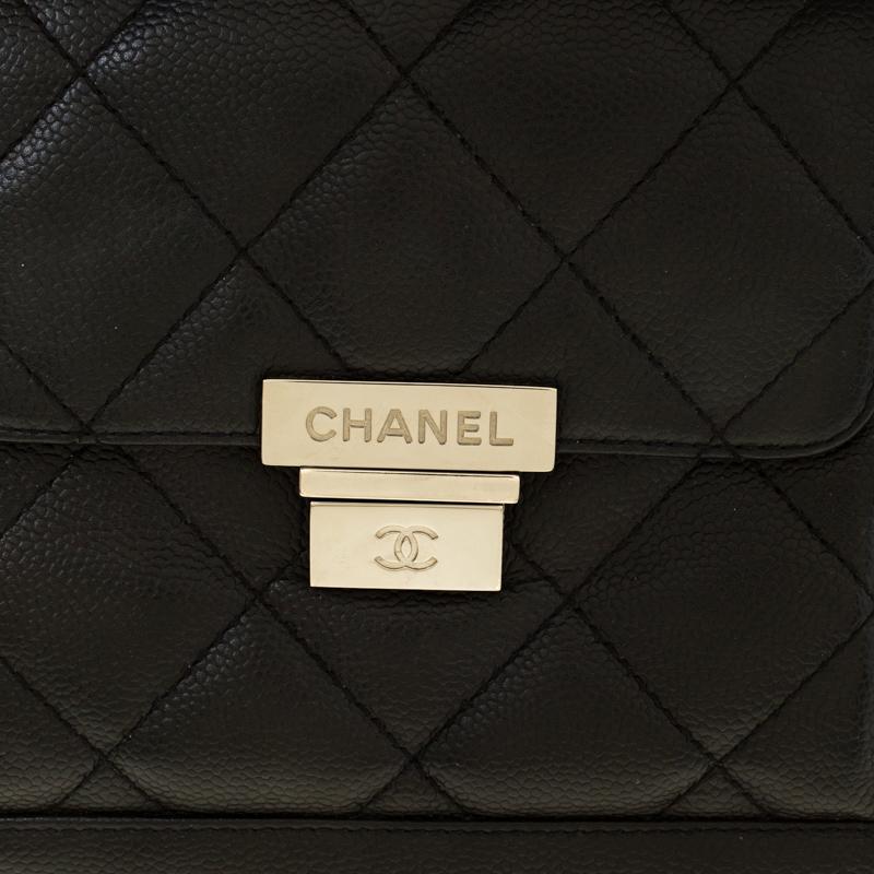 Chanel Black Quilted Leather Accordion Push Lock Flap Bag 7