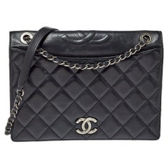 Chanel Black Quilted Leather and Grosgrain Medium Ballerine Flap Bag