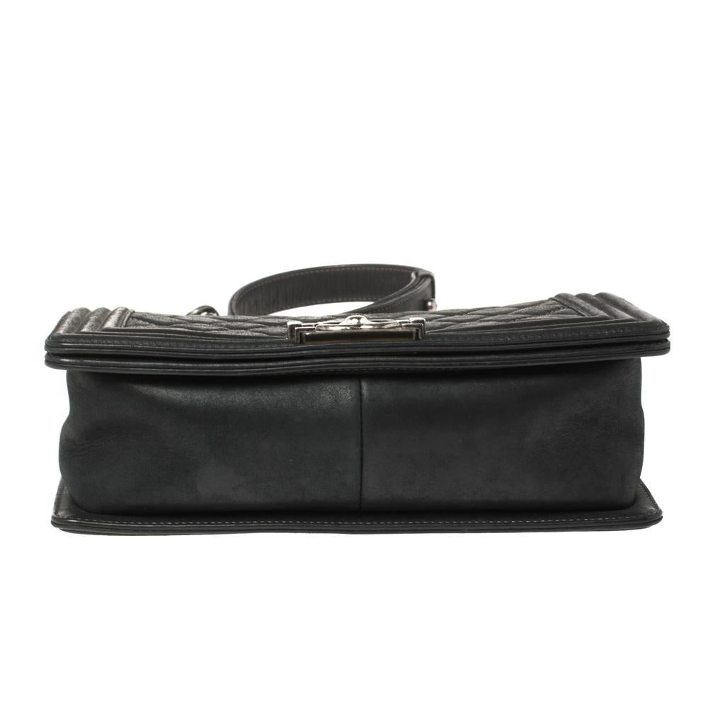 Chanel Black Quilted Leather and Nubuck Medium Wild Stitch Boy Flap Bag 1