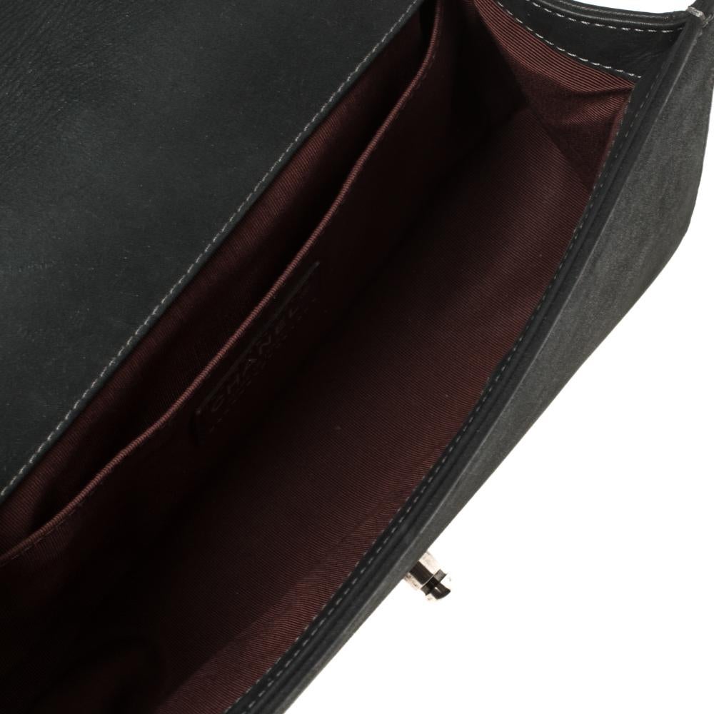 Chanel Black Quilted Leather and Nubuck Medium Wild Stitch Boy Flap Bag 5
