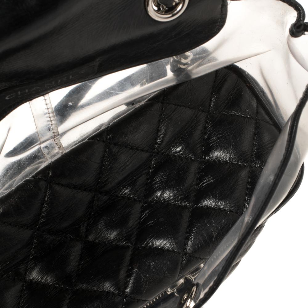 Chanel Black Quilted Leather and PVC Aquarium Backpack 4