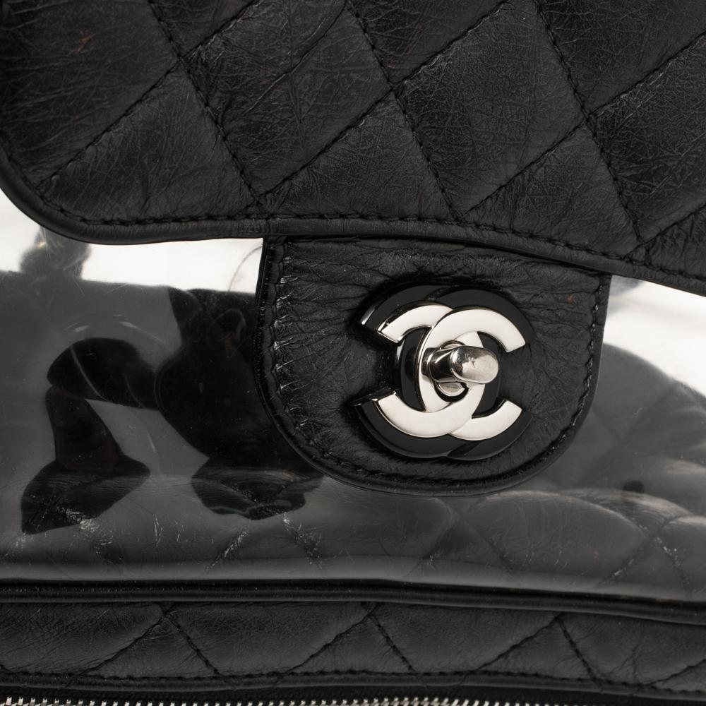 Chanel Black Quilted Leather and PVC Aquarium Backpack In Good Condition In Dubai, Al Qouz 2