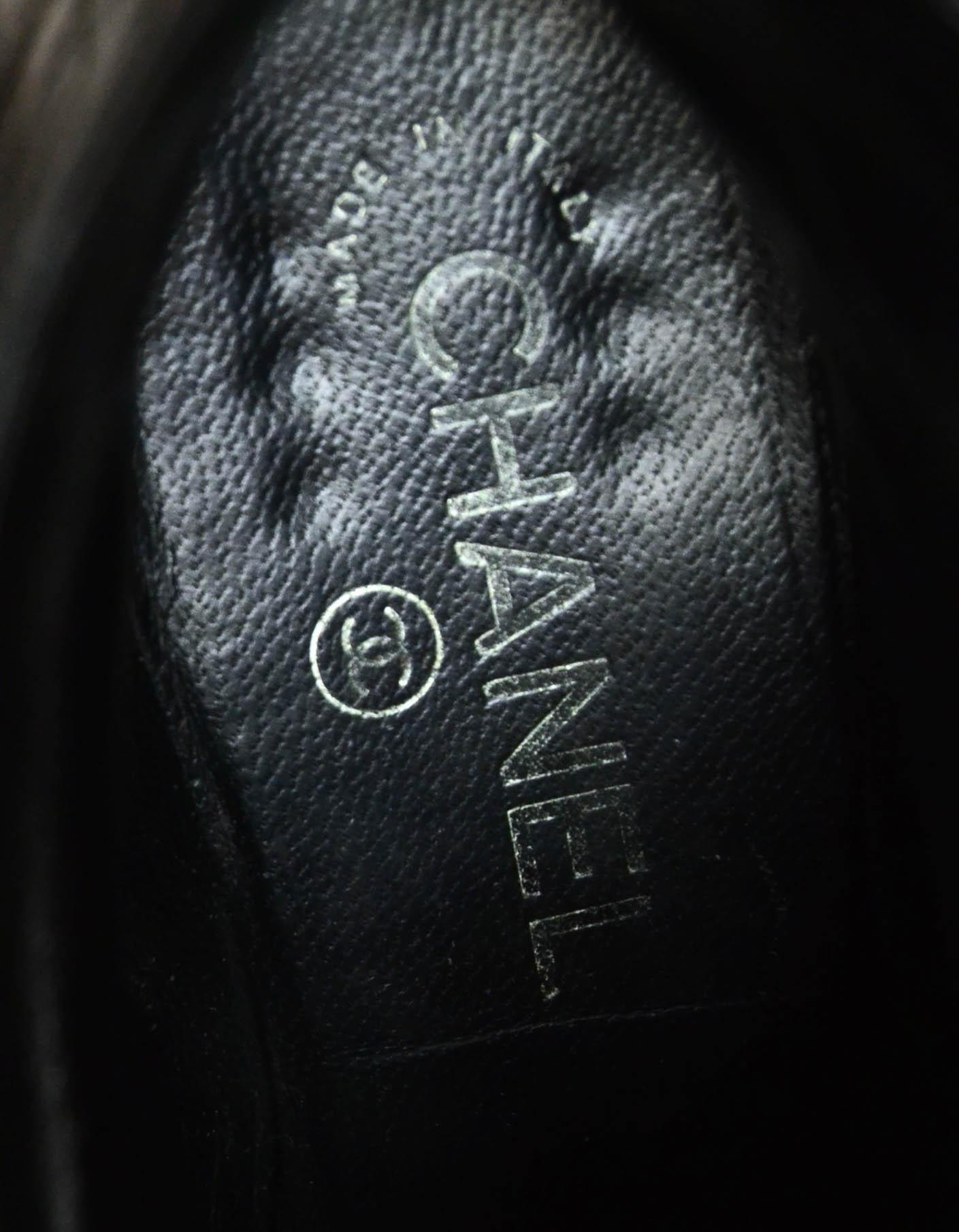 Chanel Black Quilted Leather Ankle Booties sz 38.5 2
