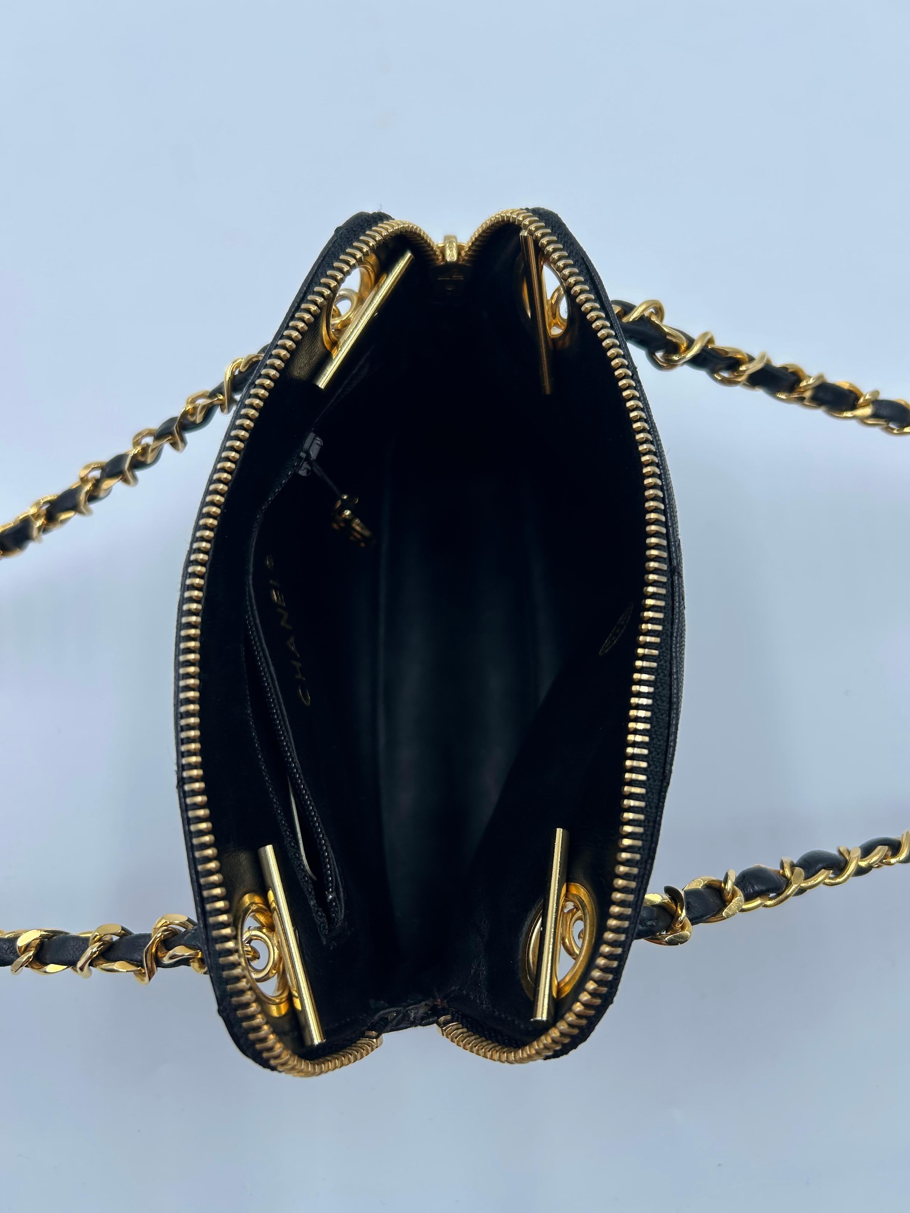 Chanel Black Quilted Leather Bag 90's For Sale 6