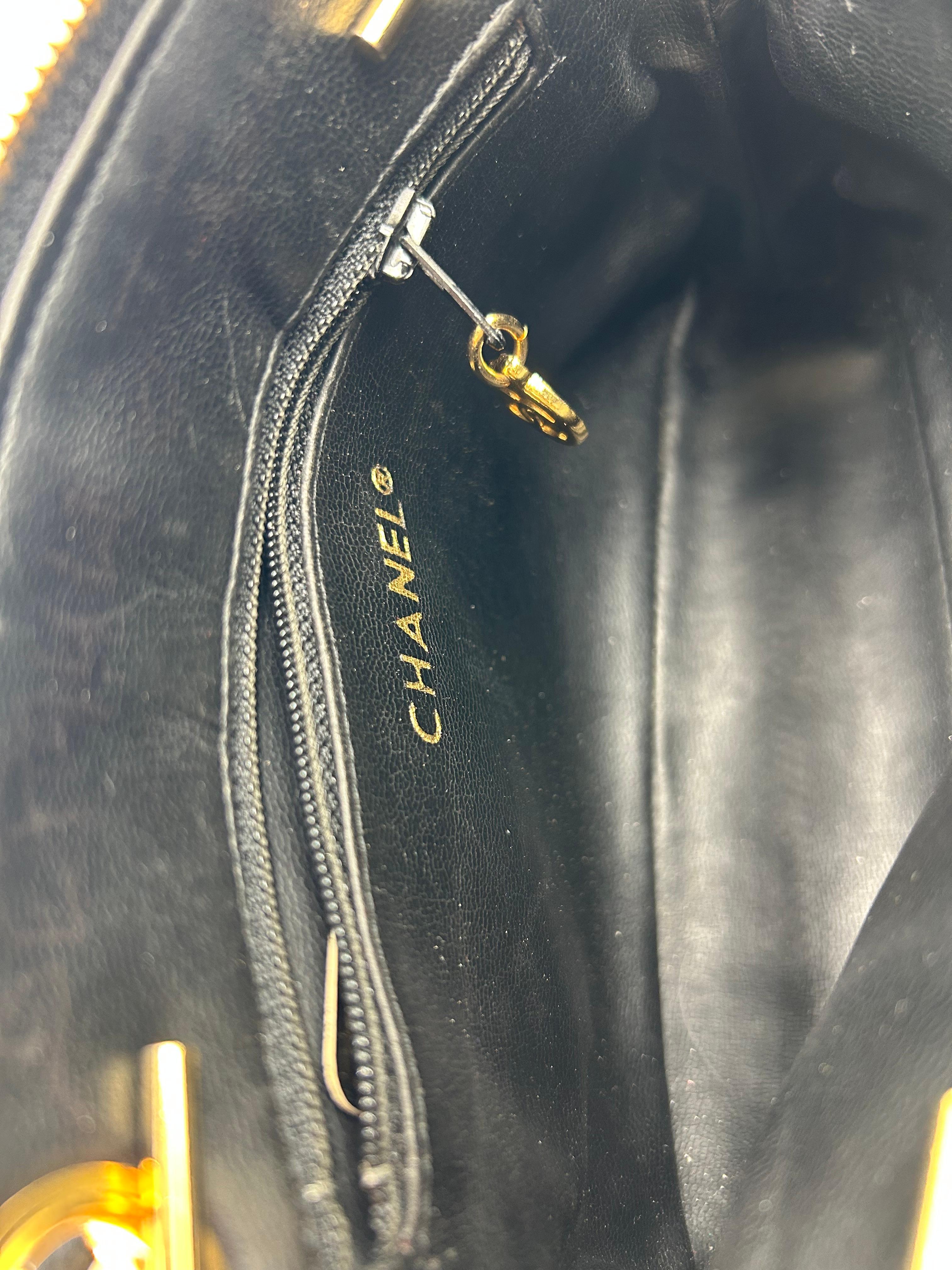Chanel Black Quilted Leather Bag 90's For Sale 7