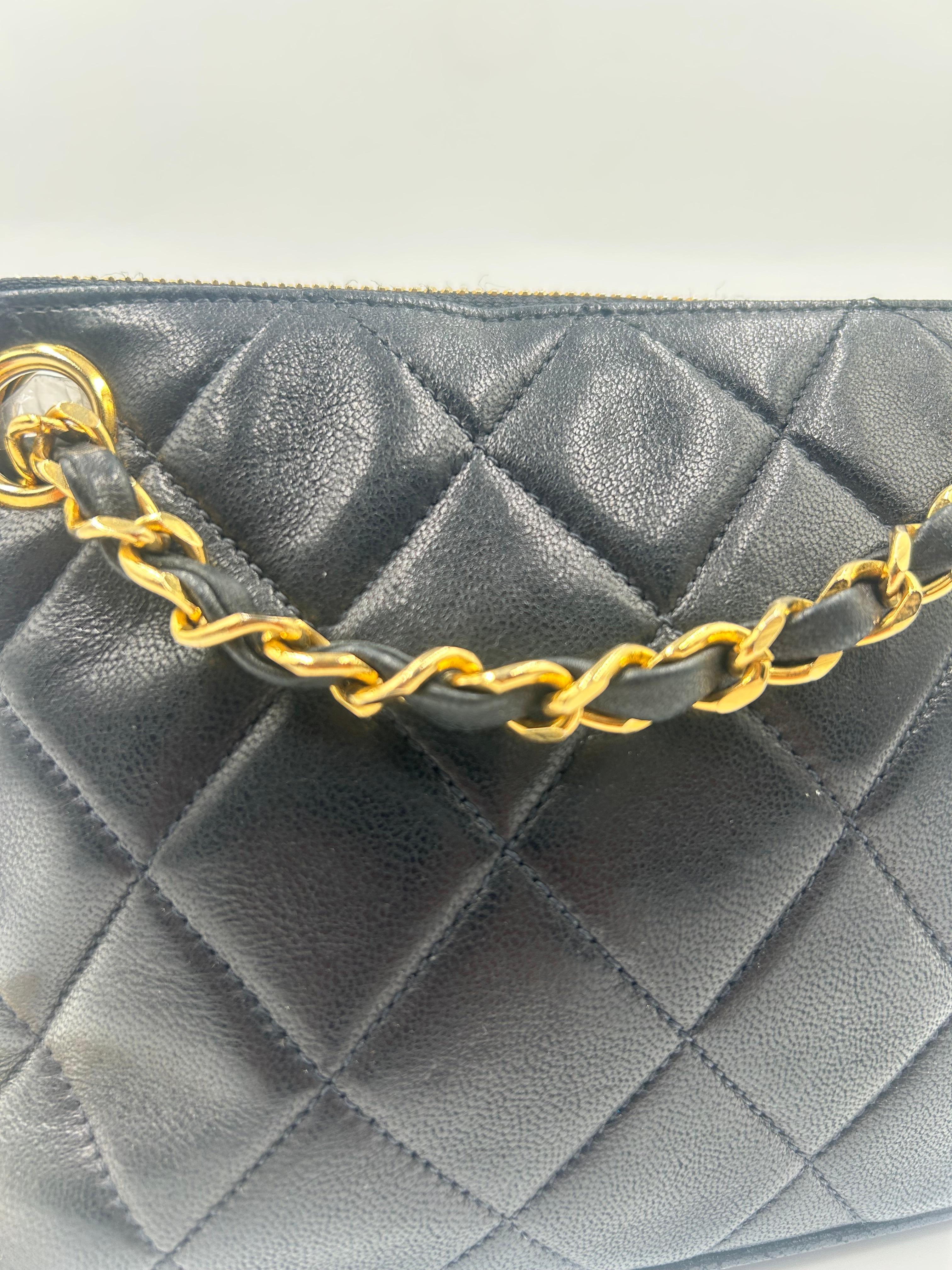 Women's or Men's Chanel Black Quilted Leather Bag 90's For Sale