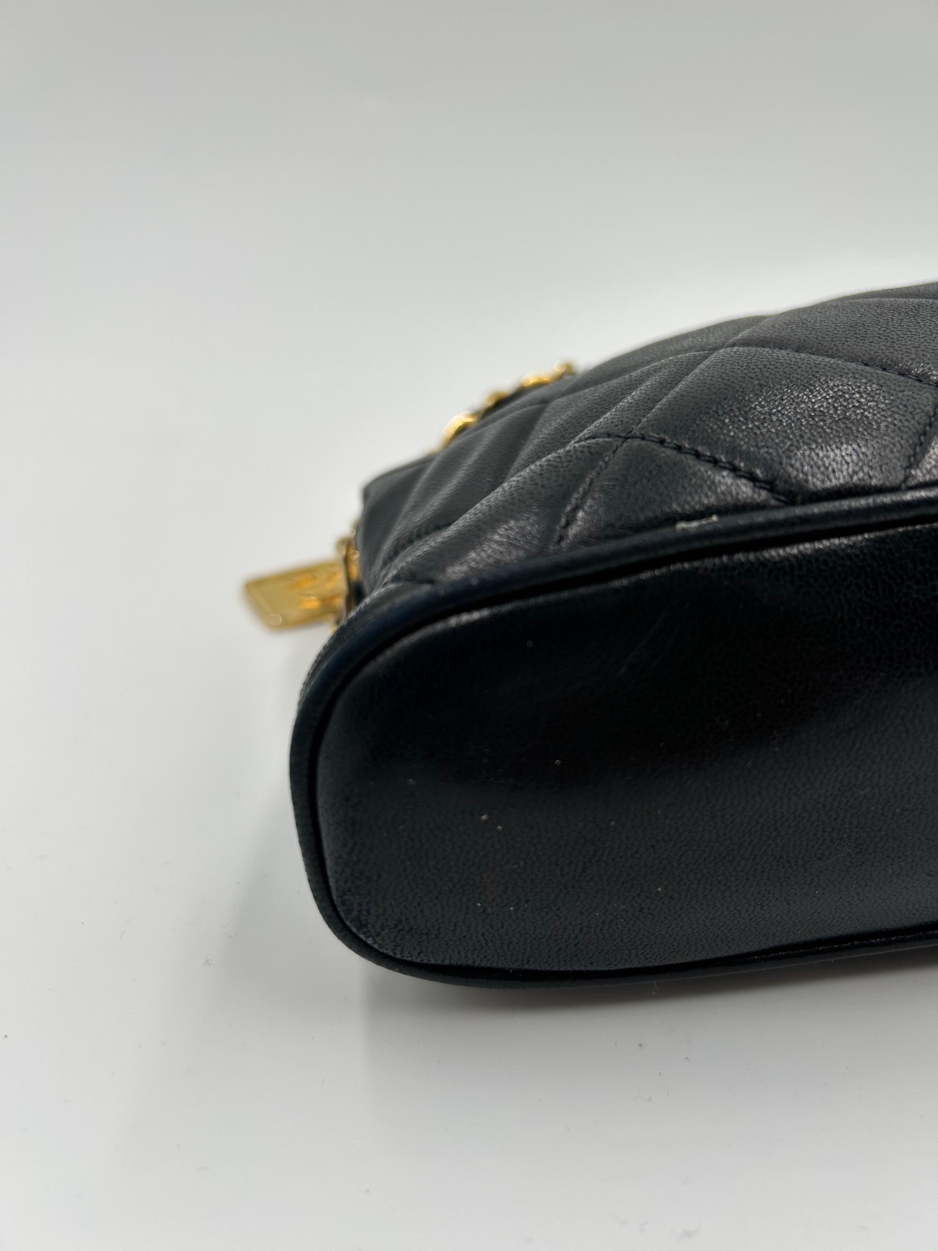 Chanel Black Quilted Leather Bag 90's For Sale 3