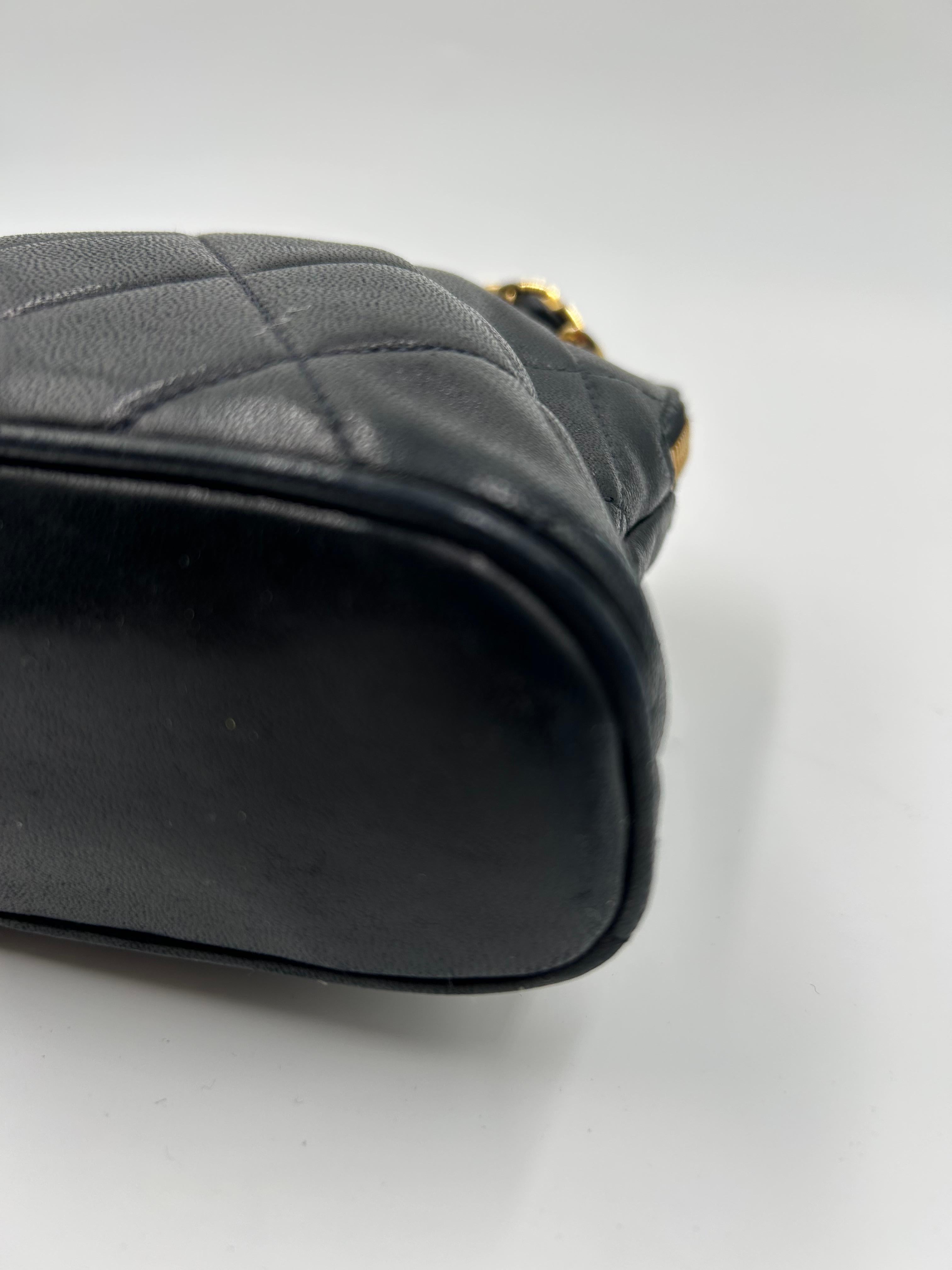 Chanel Black Quilted Leather Bag 90's For Sale 4