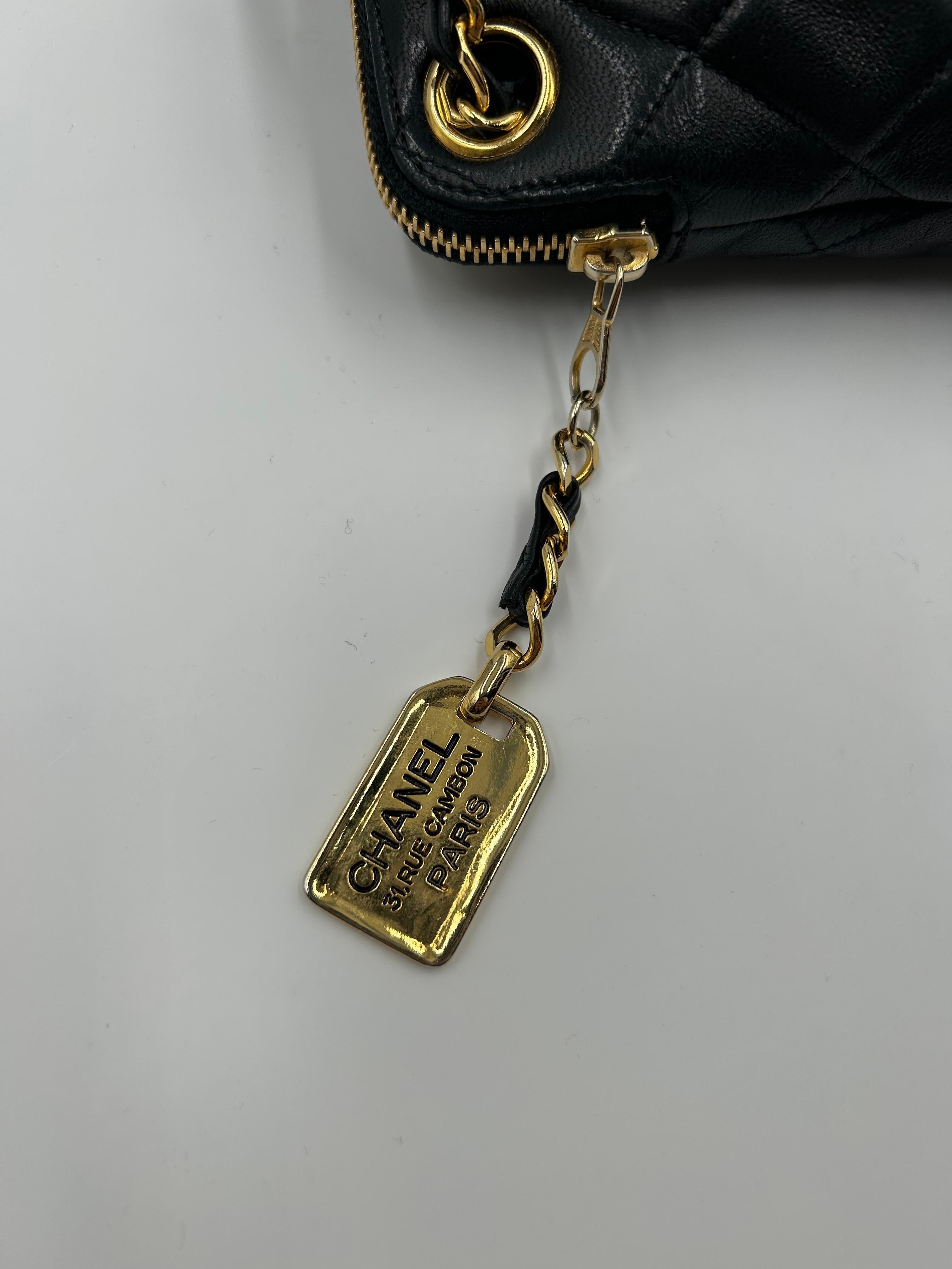 Chanel Black Quilted Leather Bag 90's For Sale 5