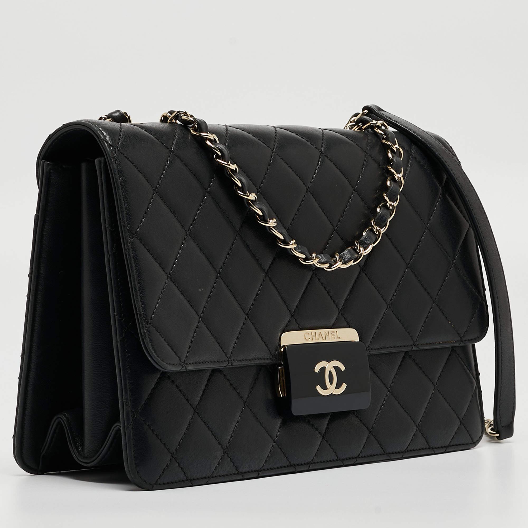 Chanel Black Quilted Leather Beauty Lock Flap Bag 14