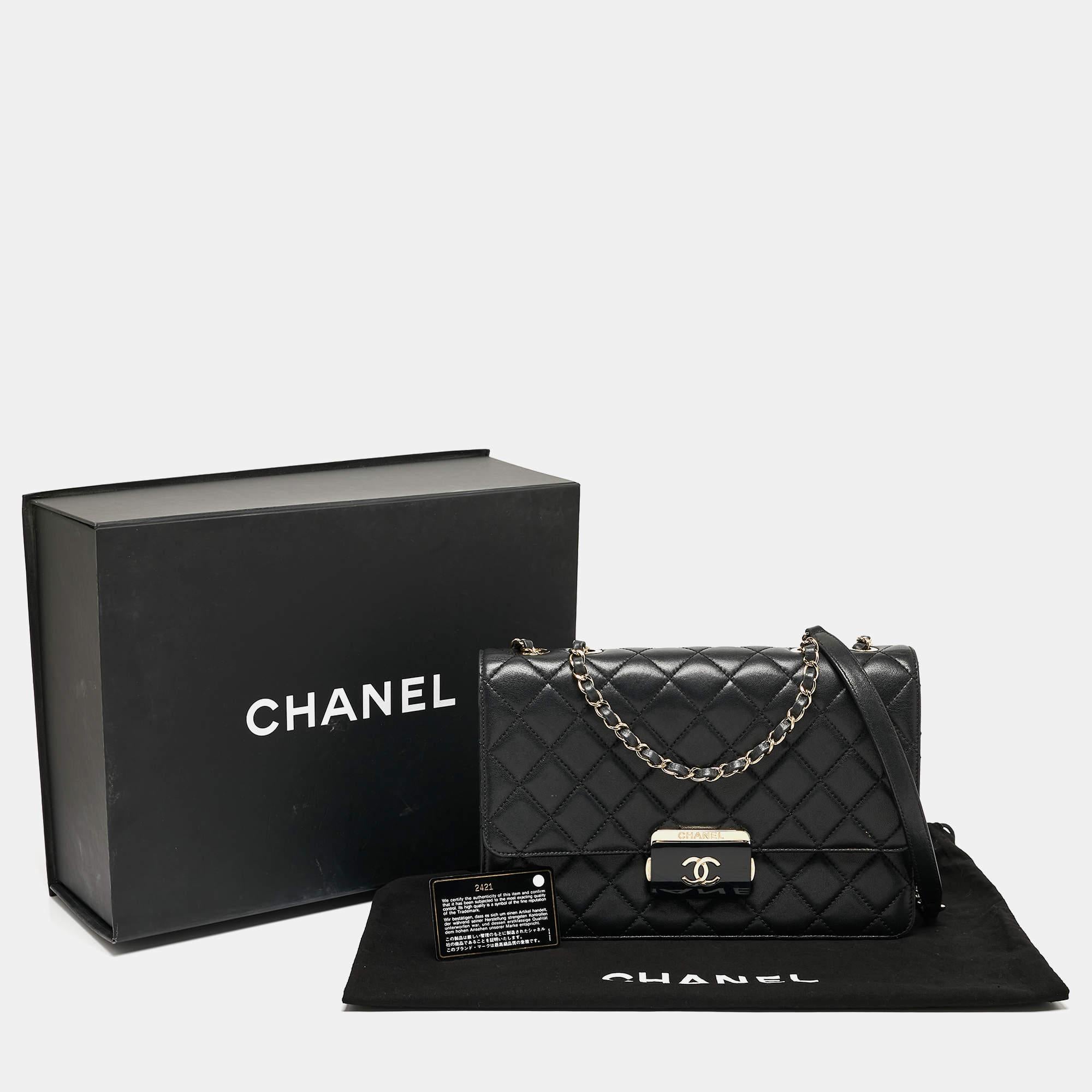 Chanel Black Quilted Leather Beauty Lock Flap Bag 2
