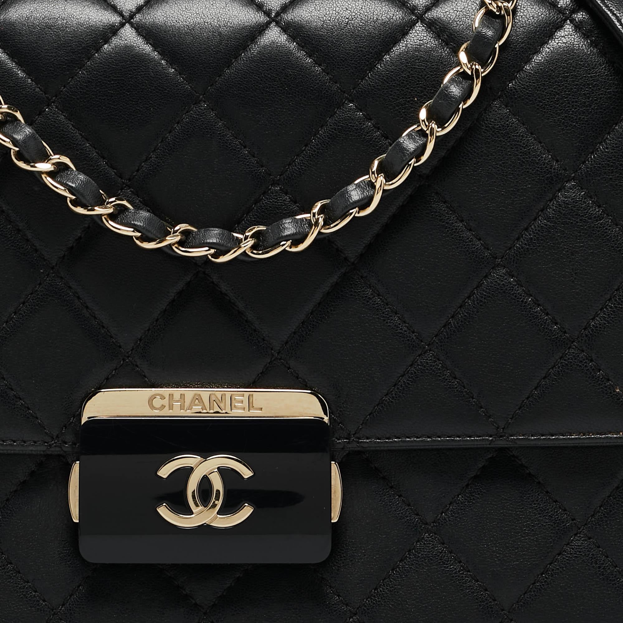 Chanel Black Quilted Leather Beauty Lock Flap Bag 4