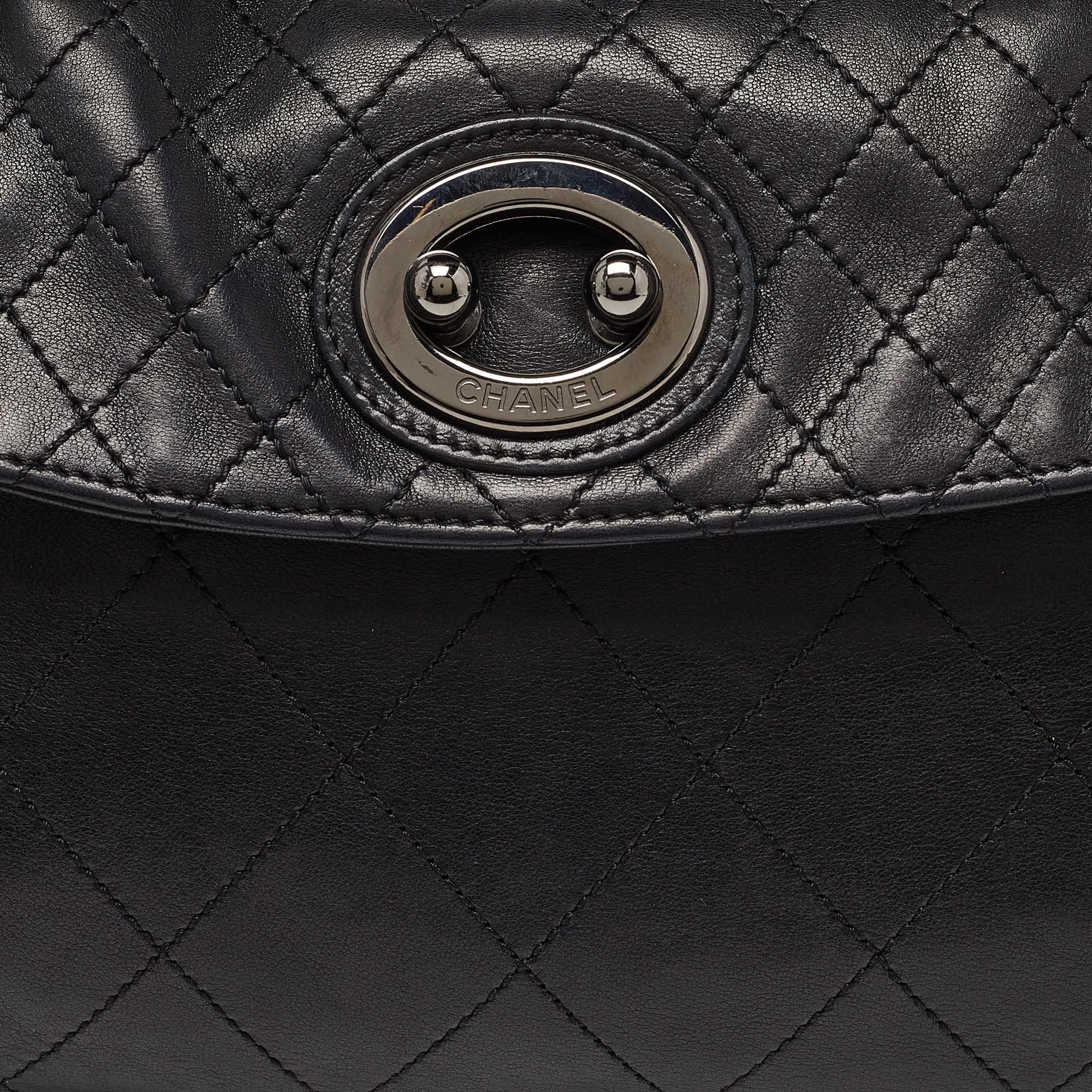 Chanel Black Quilted Leather Bijoux Ring Chain Hobo 1