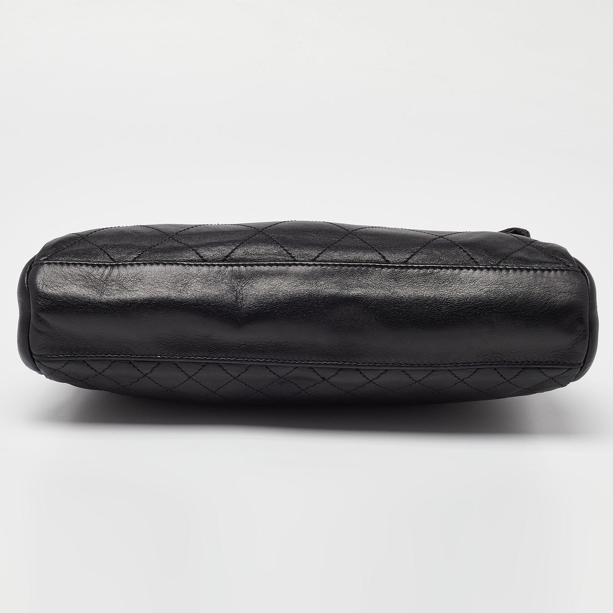 Chanel Black Quilted Leather Bijoux Ring Chain Hobo 2