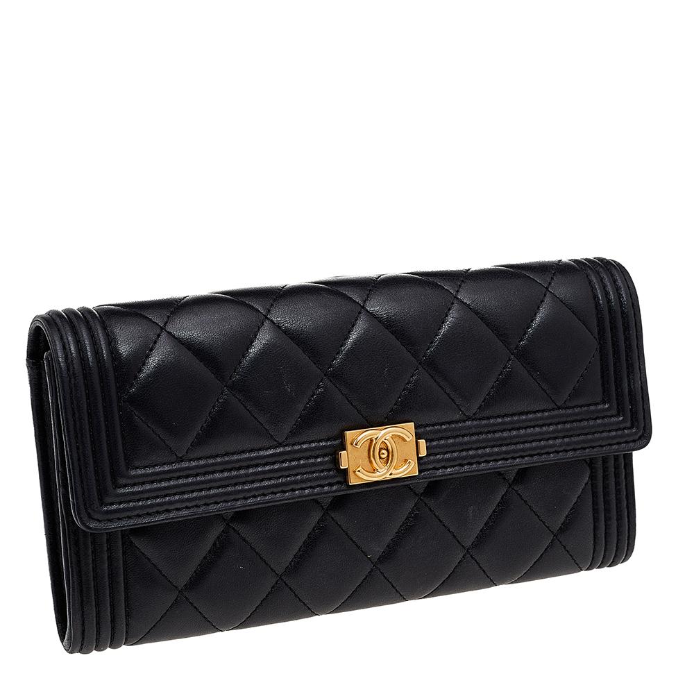 chanel boy long flap wallet