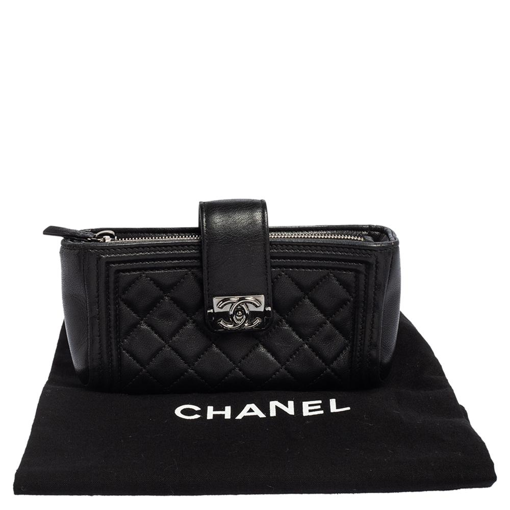 Chanel Black Quilted Leather Boy Phone Pouch 8