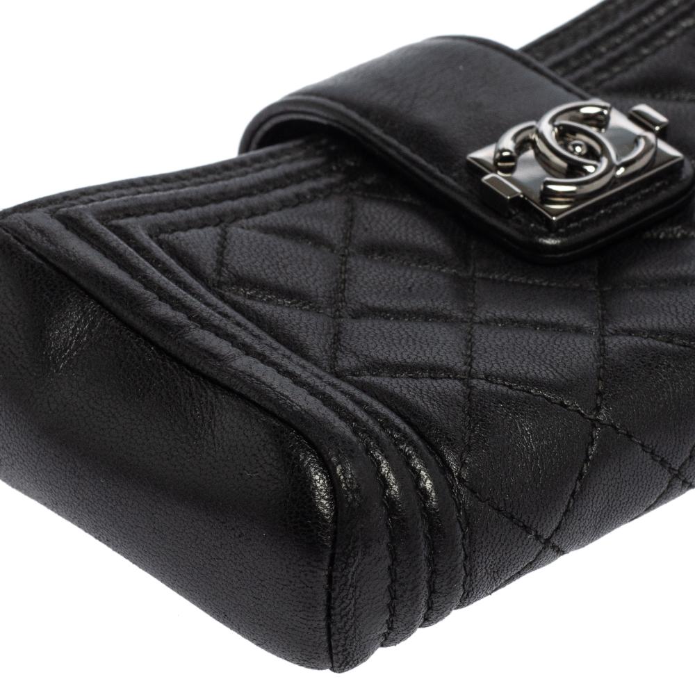 Chanel Black Quilted Leather Boy Phone Pouch 2