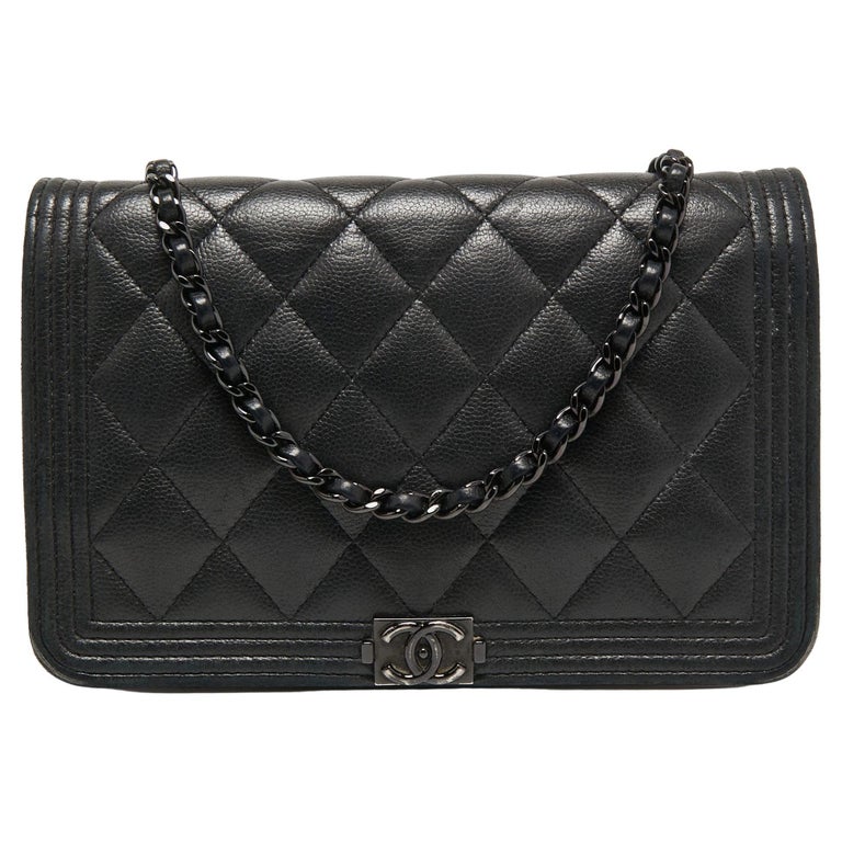 Chanel Black Quilted Leather Boy WOC Bag For Sale at 1stDibs