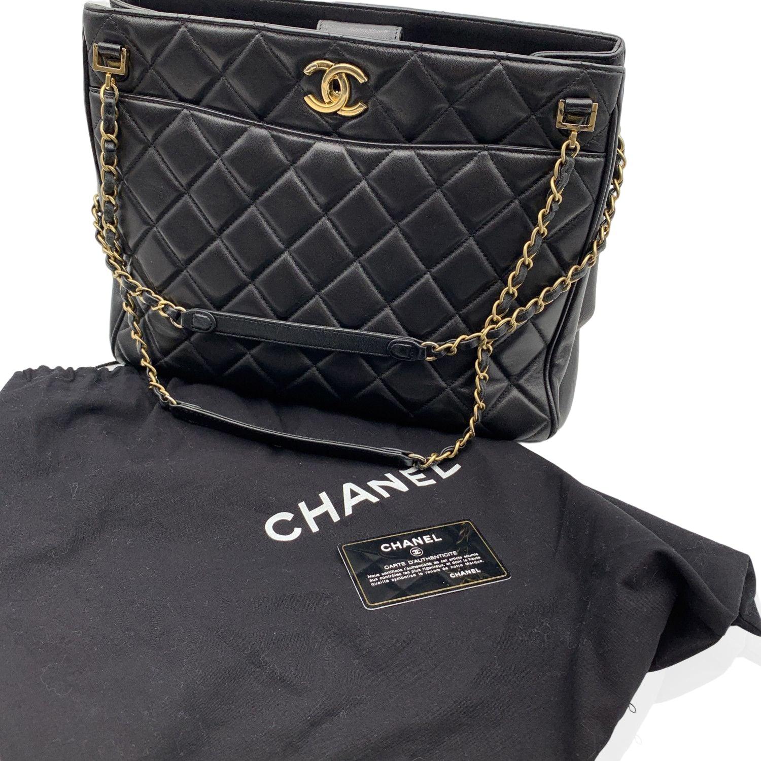 Chanel Black Quilted Leather Bucket Shoulder Bag Tote at 1stDibs