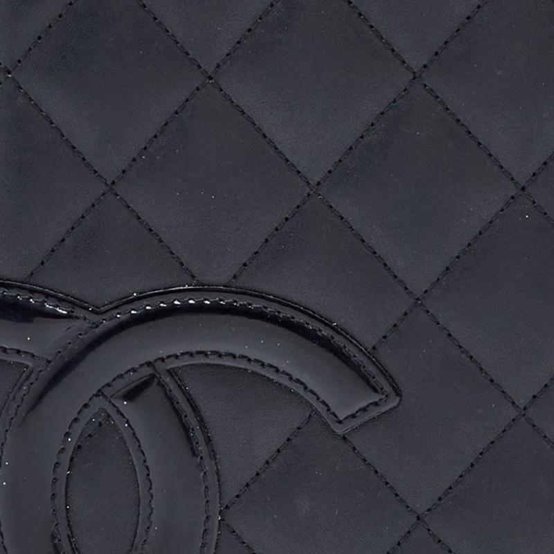 Chanel Black Quilted Leather Cambon Ligne Bifold Wallet For Sale 11