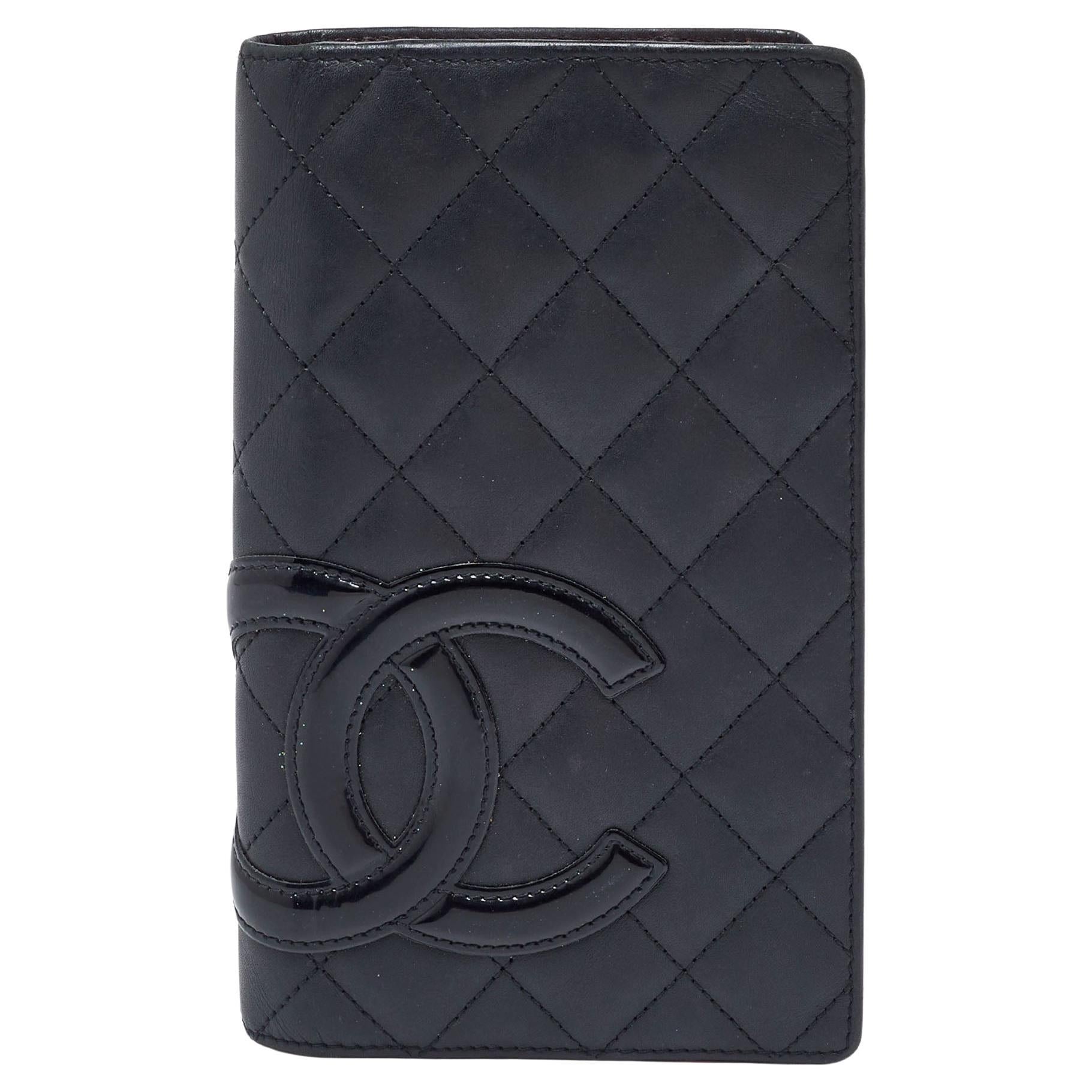 Chanel Black Quilted Leather Cambon Ligne Bifold Wallet For Sale