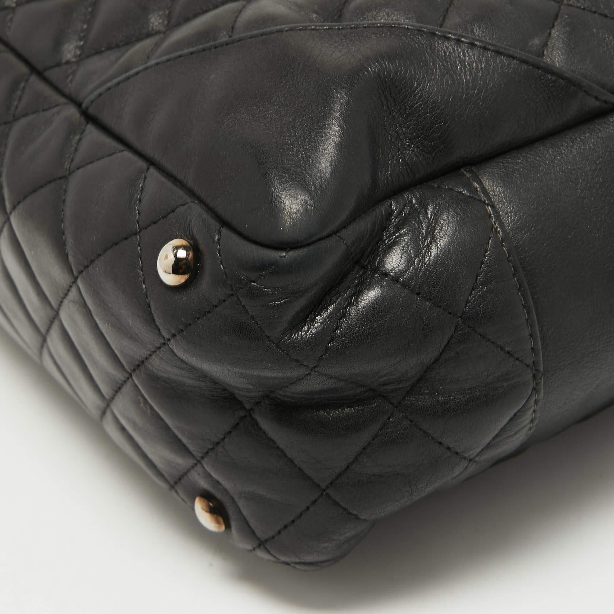 Chanel Black Quilted Leather Cambon Ligne Bowler Bag 6