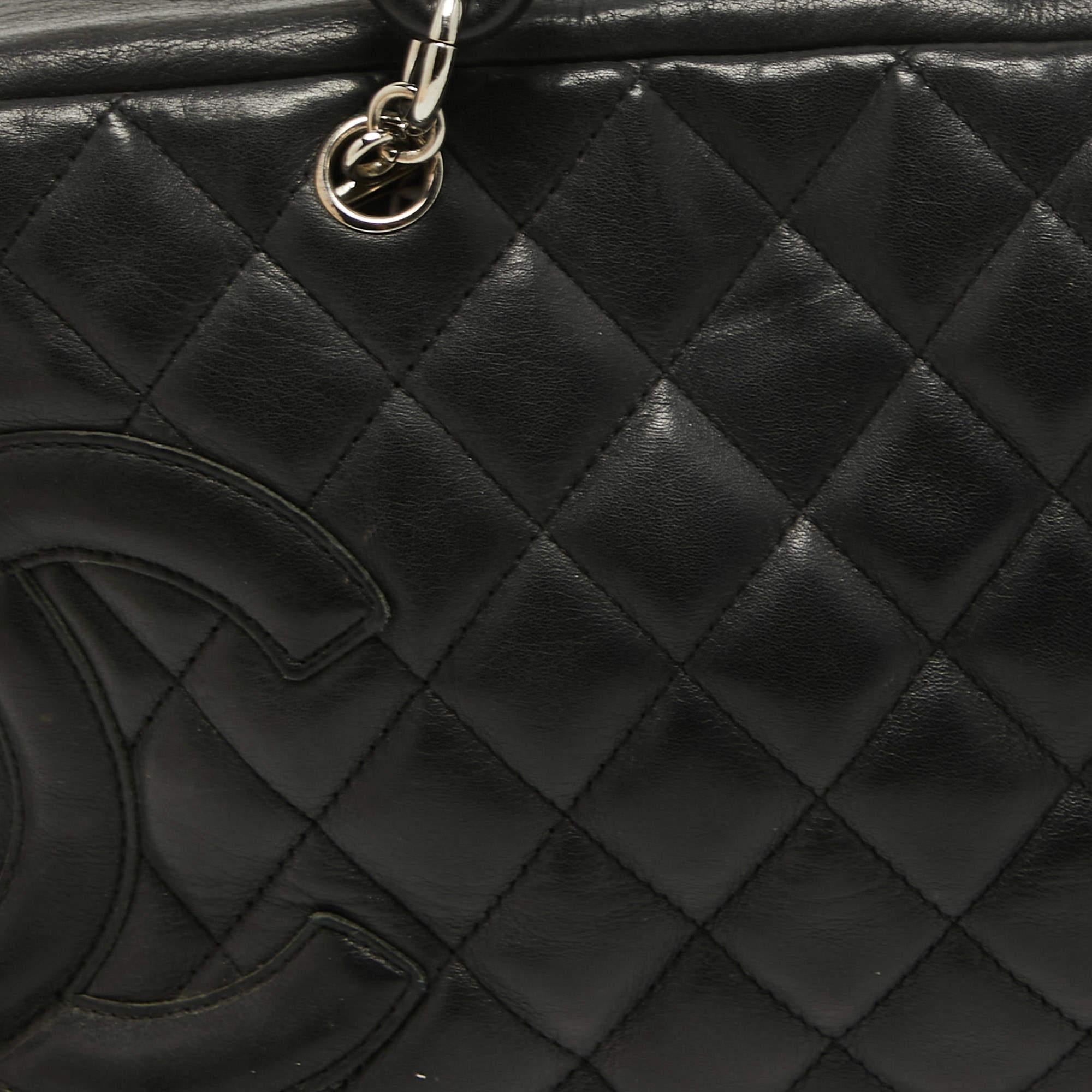 Chanel Black Quilted Leather Cambon Ligne Bowler Bag 7