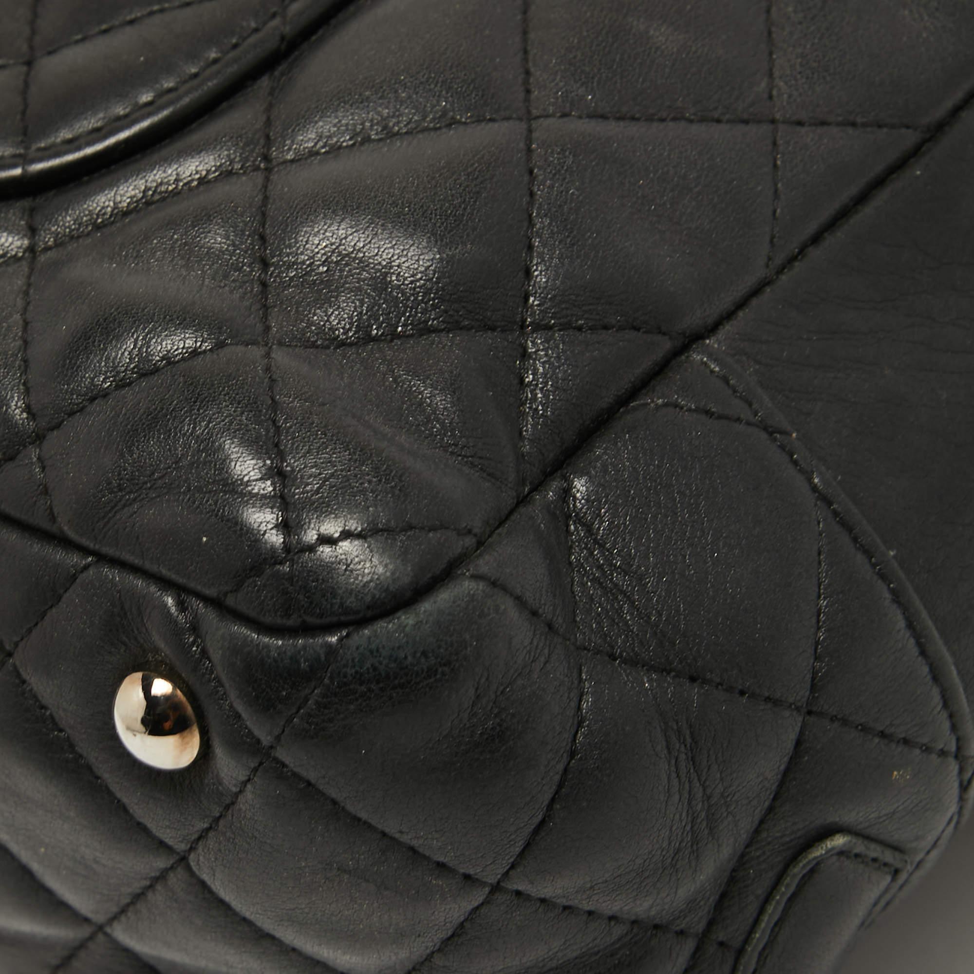 Chanel Black Quilted Leather Cambon Ligne Bowler Bag 9