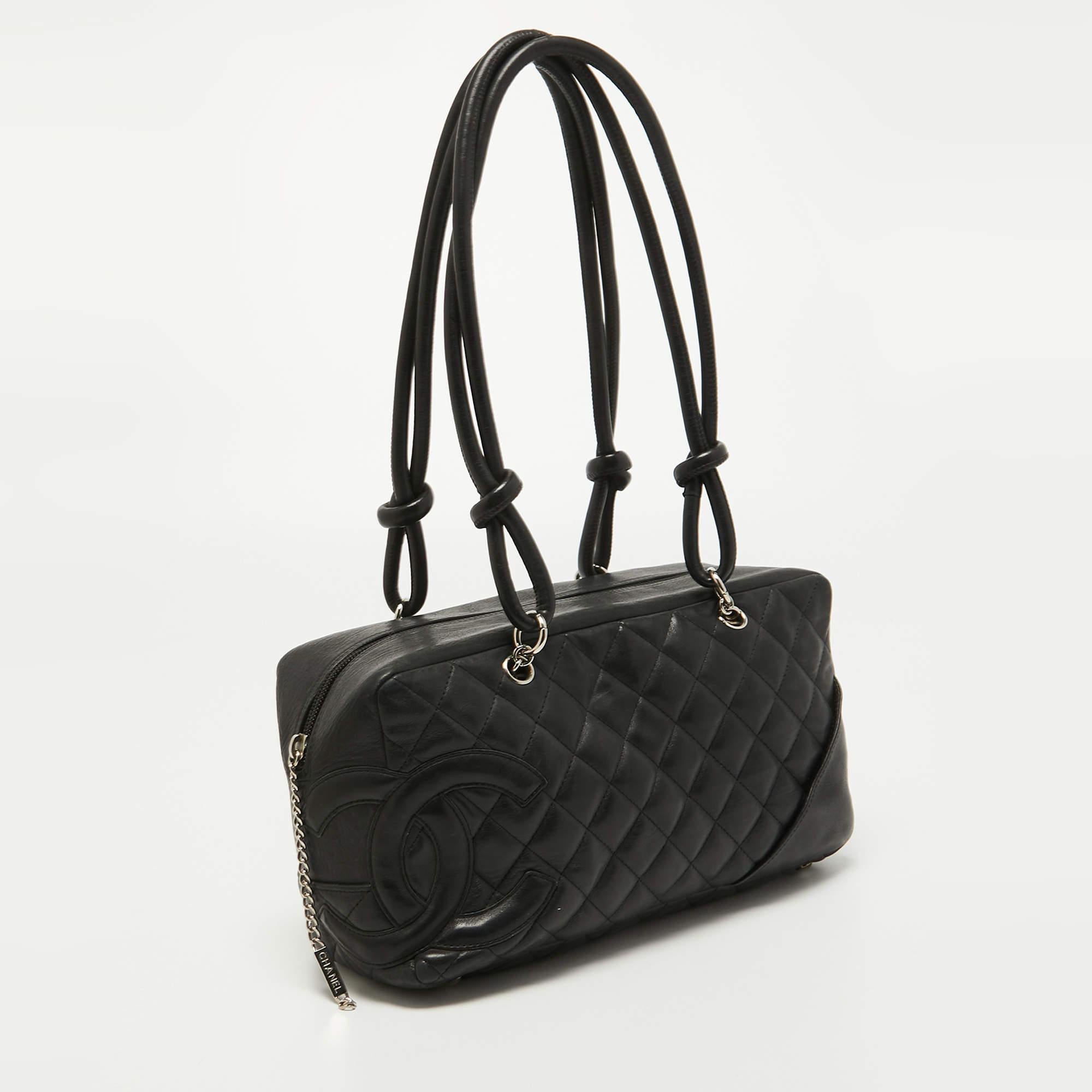 Women's Chanel Black Quilted Leather Cambon Ligne Bowler Bag