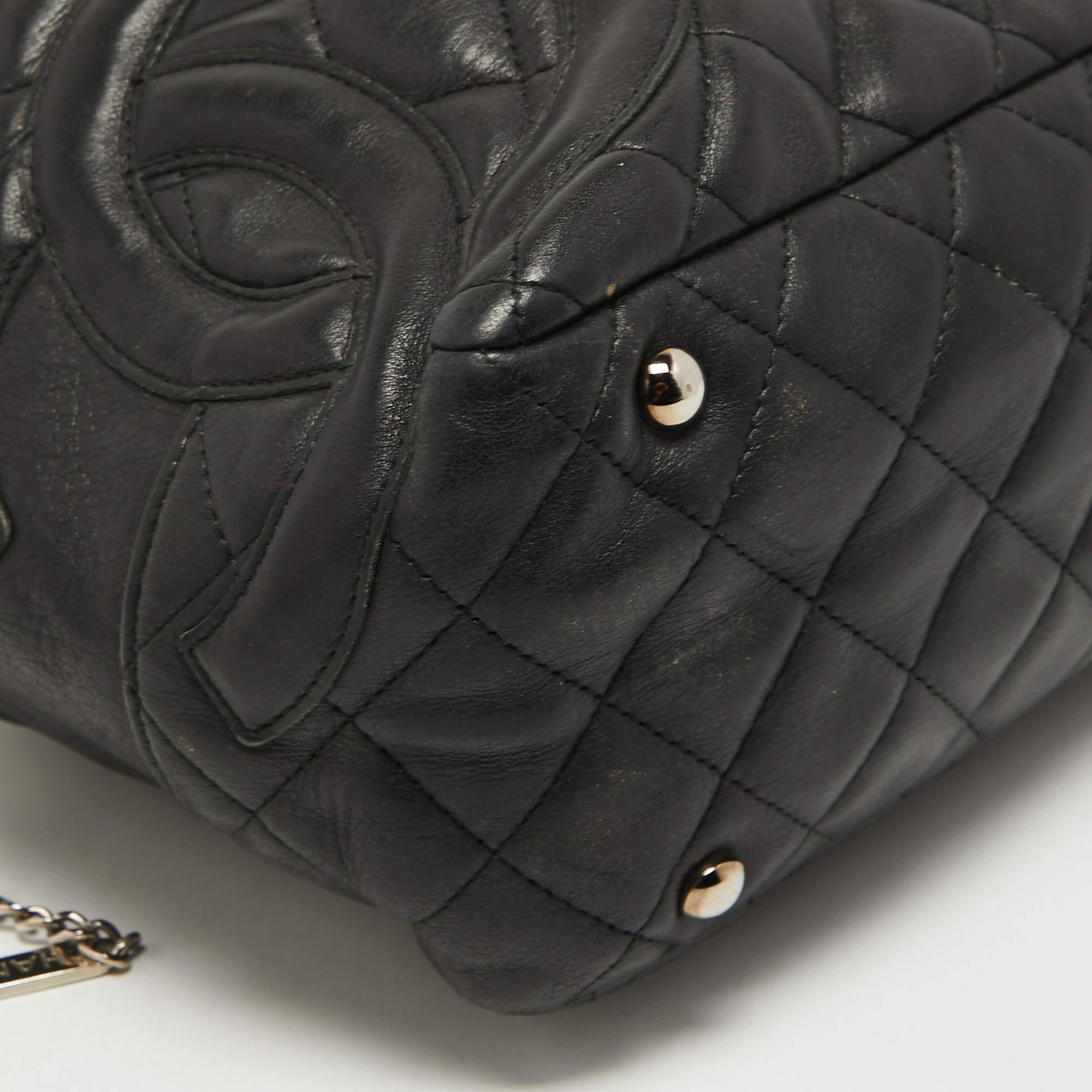 Chanel Black Quilted Leather Cambon Ligne Bowler Bag 2