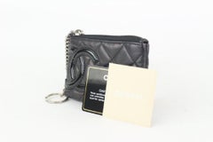 Chanel Black Quilted Leather Cambon Ligne Key Pouch Change Keychain 107c43