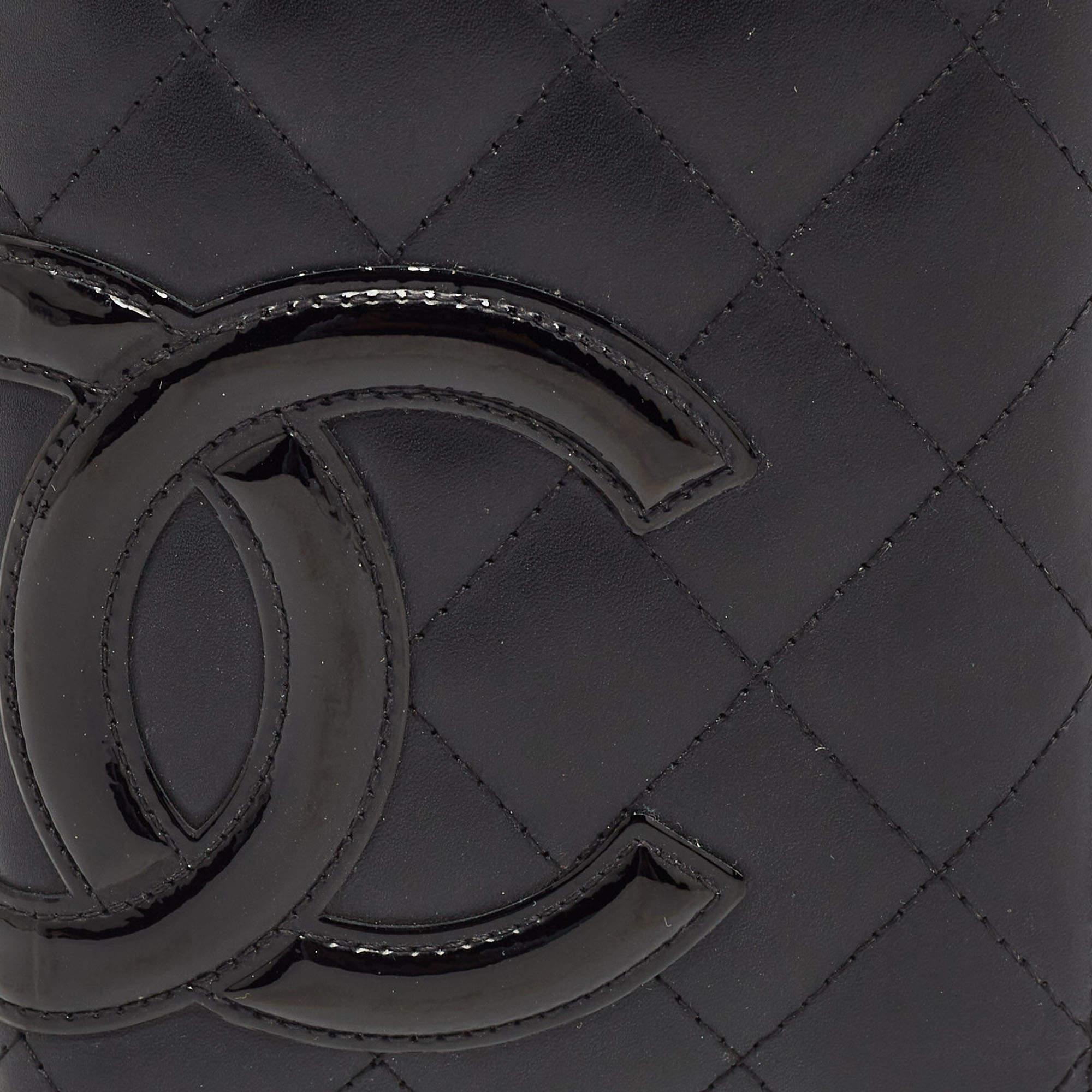Chanel Black Quilted Leather Cambon Ligne Long Wallet For Sale 6