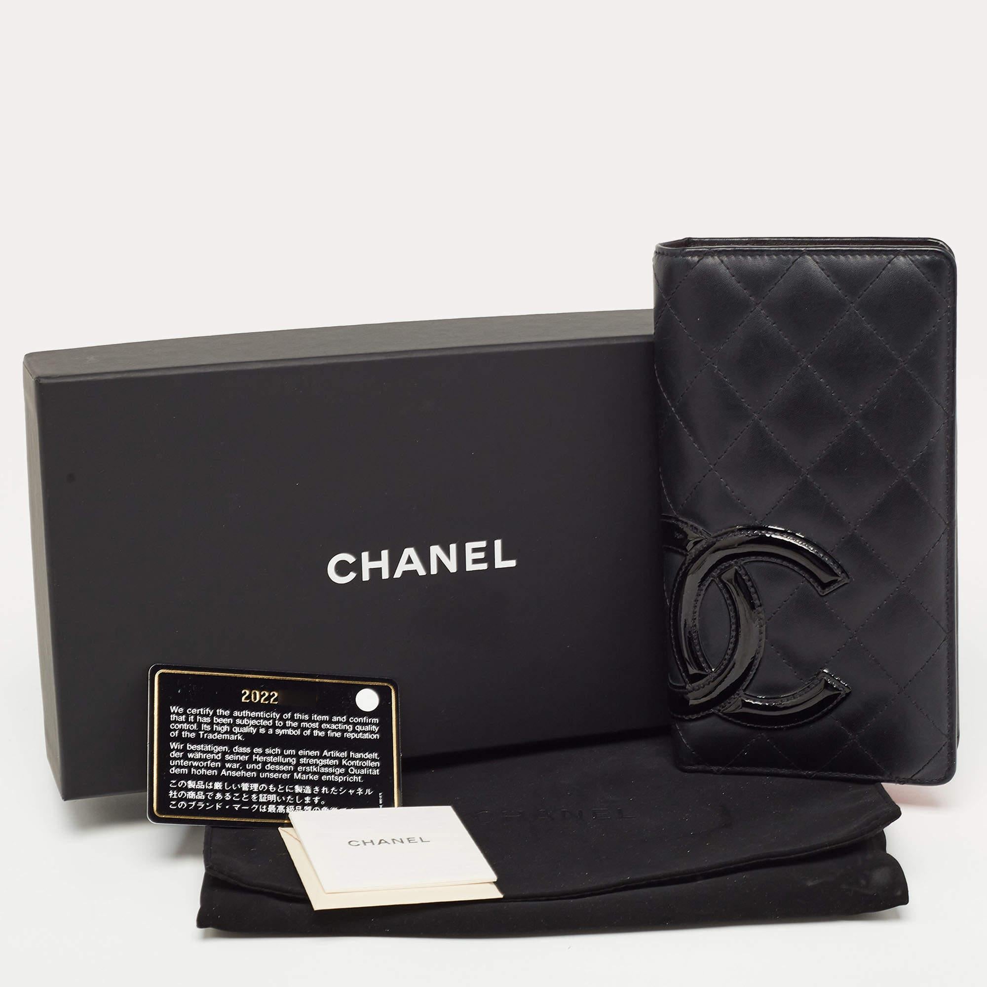 Chanel Black Quilted Leather Cambon Ligne Long Wallet For Sale 12