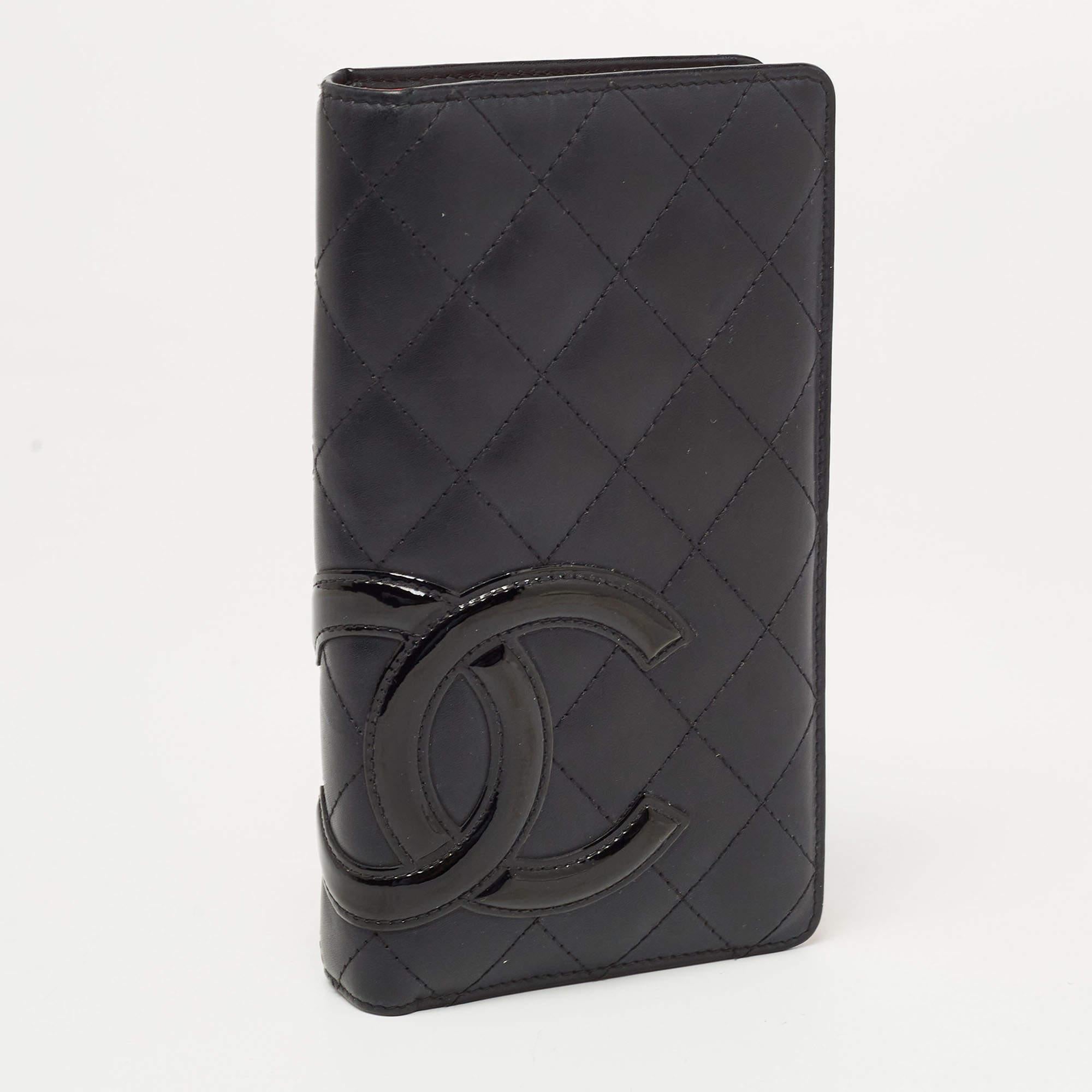 Women's Chanel Black Quilted Leather Cambon Ligne Long Wallet For Sale