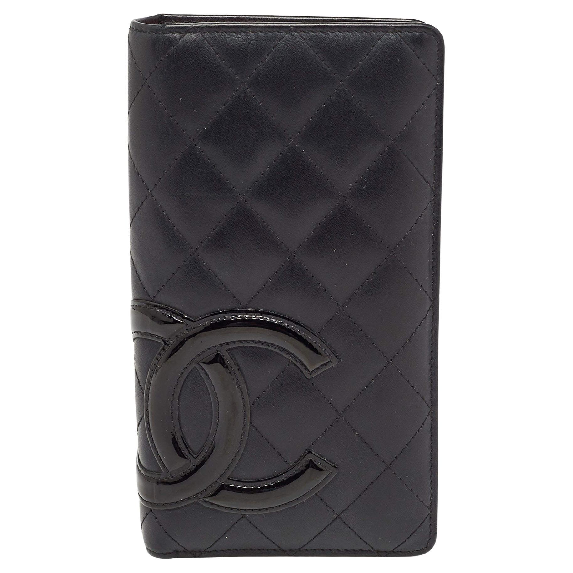 Chanel Black Quilted Leather Cambon Ligne Long Wallet For Sale