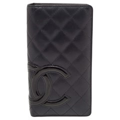 Used Chanel Black Quilted Leather Cambon Ligne Long Wallet