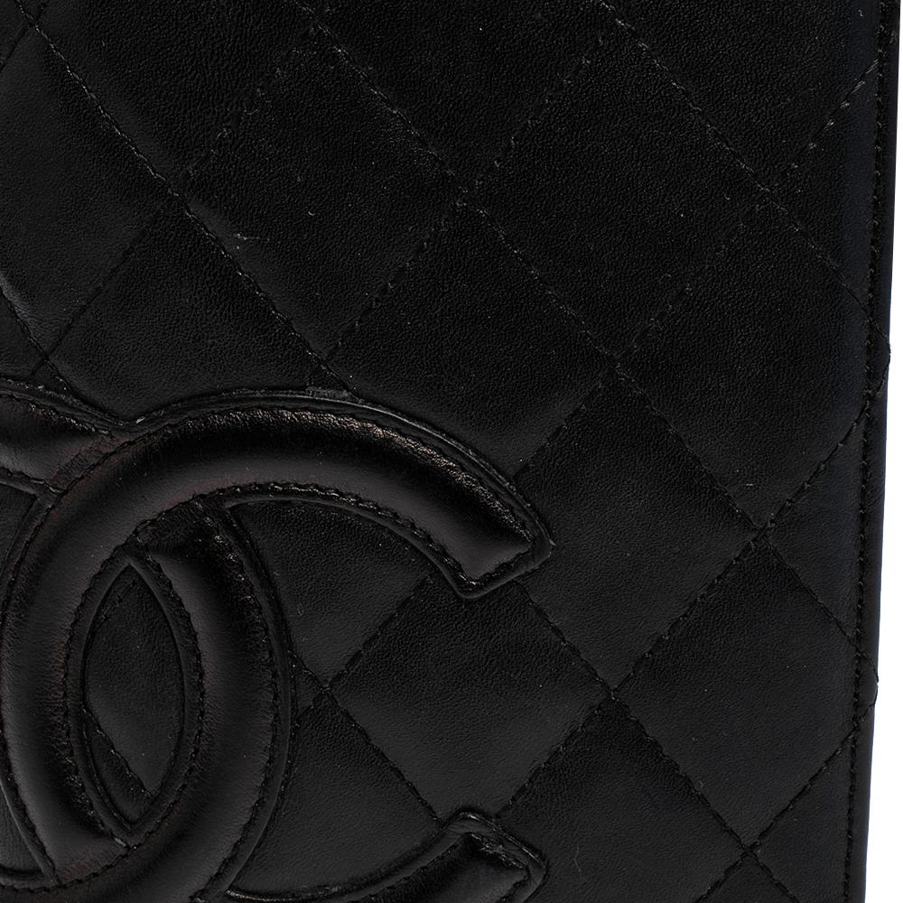 Chanel Black Quilted Leather Cambon Ligne Yen Long Wallet 8