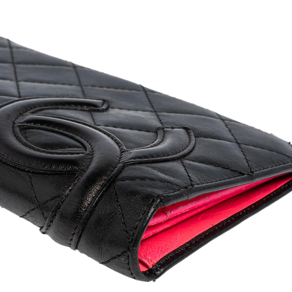 Chanel Black Quilted Leather Cambon Ligne Yen Long Wallet 9