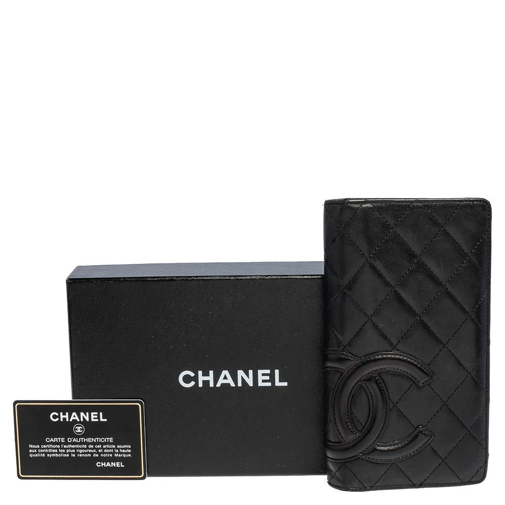 Chanel Black Quilted Leather Cambon Ligne Yen Long Wallet 10