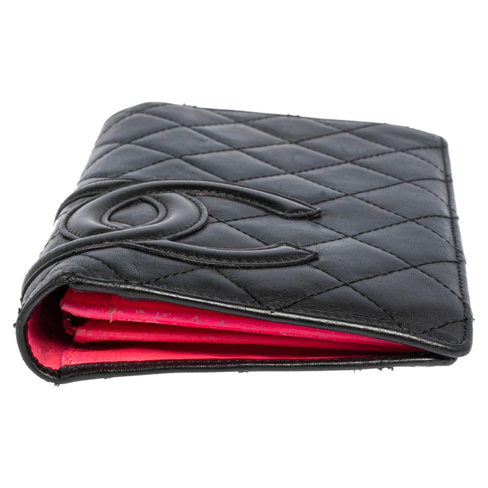Chanel Black Quilted Leather Cambon Ligne Yen Long Wallet In Good Condition In Dubai, Al Qouz 2
